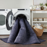 Nourison Washables 96x120 Indoor Polyester & Cotton Rug in Navy Blue