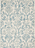 Nourison Jubilant Damask Ivory/Blue 6' x 9' Area -Rug, Easy -Cleaning, Non Shedding, Bed Room, Living Room, Dining Room, Kitchen (6x9)