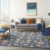 Nourison Passion Navy 6'7" x 9'6" Area Rug, Boho, Moroccan, Bed Room, Living Room, Dining Room, Kitchen, Easy Cleaning, Non Shedding, (7' x 10')