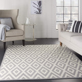 Nourison Grafix Geometric White/Grey 6' x 9' Area -rug, Easy -cleaning, Non Shedding, Bed Room, Living Room, Dining Room, Kitchen (6x9)
