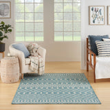 Nourison Positano Indoor/Outdoor Aqua 7' x 10' Area Rug, Easy Cleaning, Non Shedding, Bed Room, Living Room, Dining Room, Deck, Backyard, Patio (7x10)