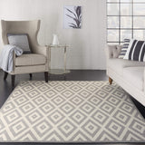 Nourison Grafix Geometric White/Grey 6' x 9' Area -rug, Easy -cleaning, Non Shedding, Bed Room, Living Room, Dining Room, Kitchen (6x9)