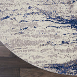 Nourison Twilight Beach Ivory Blue 8' x ROUND Area -Rug, Easy -Cleaning, Non Shedding, Bed Room, Living Room, Dining Room, Kitchen (8 Round)