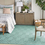 Nourison Versatile Indoor/Outdoor Aqua/Teal 8' x 10' Area-Rug, Easy-Cleaning, Non Shedding, Bed Room, Living Room, Dining Room, Deck, Backyard, Patio, High Traffic Area (8x10)