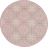 Nourison Jubilant Floral Ivory/Pink 8' x Round Area-Rug, Easy-Cleaning, Non Shedding, Bed Room, Living Room, Dining Room, Kitchen (8 Round)