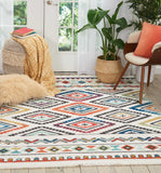 Nourison Tribal Decor Traditional Colorful White Area Rug 5 Feet 3 Inches by 7 Feet 6 Inches, 5'3"X7'6"