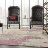 Nourison Celestial Modern Abstract Ivory/Pink 6'7" x 9'7" Area Rug, Easy Cleaning, Non Shedding, Bed Room, Living Room, Dining Room, Kitchen (7x10)