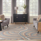 Nourison Astra Machine Washable Abstract Ivory/Multi 7'10" x 10' Area-Rug, Easy-Cleaning, Non Shedding, Bedroom, Living Room, Dining Room, Kitchen