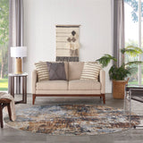 Nourison Astra Machine Washable Modern Multicolor 7'10" x Round Area -Rug, Easy -Cleaning, Non Shedding, Bed Room, Living Room, Dining Room, Kitchen (8 Round)