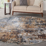 Nourison Astra Machine Washable Modern Multicolor 7'10" x Round Area -Rug, Easy -Cleaning, Non Shedding, Bed Room, Living Room, Dining Room, Kitchen (8 Round)