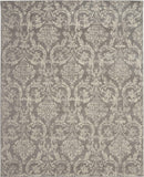 Nourison Jubilant Damask Grey 7' x 10' Area Rug, Easy Clean, Non Shedding, Bed Room, Living Room, Dining Room, Kitchen (7x10)