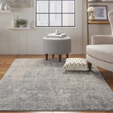 Nourison Rustic Textures Rustic Ivory/Silver 3'11" x 5'11" Area -Rug, Easy -Cleaning, Non Shedding, Bed Room, Living Room, Dining Room, Kitchen (4x6)
