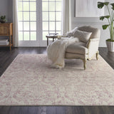 Nourison Jubilant Damask Ivory/Pink 8'6" x 12' Area -Rug, Easy -Cleaning, Non Shedding, Bed Room, Living Room, Dining Room, Kitchen (9x12)