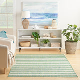 Nourison Positano 4' x 6' Area Rug, Blue Green Ivory, Striped, Modern, Easy Cleaning, Non Shedding, Indoor/Outdoor, Bedroom, Living Room, Dining Room, Deck, Patio