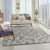 Nourison Tranquil Floral Grey/Beige 8' x 10' Area Rug, Easy Cleaning, Non Shedding, Bed Room, Living Room, Dining Room, Kitchen (8x10)