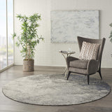 Nourison Passion 8' x Round Charcoal Ivory Fabric Modern Area Rug (8' Round)
