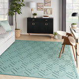 Nourison Versatile Indoor/Outdoor Aqua/Teal 8' x 10' Area-Rug, Easy-Cleaning, Non Shedding, Bed Room, Living Room, Dining Room, Deck, Backyard, Patio, High Traffic Area (8x10)