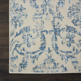 Nourison Jubilant Damask Ivory/Blue 8'6" x 12' Area Rug, Easy Clean, Non Shedding, Bedroom, Living Room, Dining Room, Kitchen