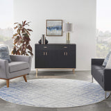 Nourison Whimsicle Tribal Ivory Blue 8' x Round Area Rug, Easy Cleaning, Non Shedding, Bed Room, Living Room, Dining Room, Kitchen (8 Round)