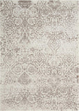 Nourison Damask Farmhouse Ivory 5' x 7' Area -Rug, Easy -Cleaning, Non Shedding, Bed Room, Living Room, Dining Room, Kitchen (5x7)