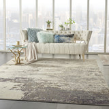 Nourison Celestial Modern Abstract Ivory/Grey 9' x 12' Area Rug, Easy Cleaning, Non Shedding, Bed Room, Living Room, Dining Room, Kitchen (9x12)