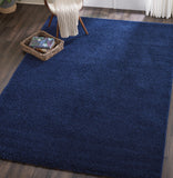 Nourison Malibu Shag Solid Navy 6'7' x 9'6' Area Rug, Easy -Cleaning, Non Shedding, Bed Room, Living Room, Dining Room, Kitchen (7x10)
