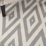 Nourison Grafix Geometric White/Grey 6' x 9' Area -rug, Easy -cleaning, Non Shedding, Bed Room, Living Room, Dining Room, Kitchen (6x9)