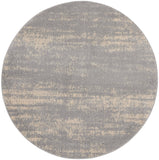 Nourison Essentials Indoor/Outdoor Solid Abstract Grey/Beige 8' x Round Area Rug, Easy Cleaning, Non Shedding, Bed Room, Living Room, Dining Room, Backyard, Deck, Patio (8 Round)