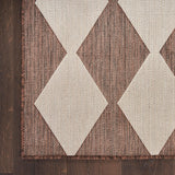 Nourison Positano Indoor/Outdoor 8' x 10' Area Rug, Grey, Modern Geometric Checkered Diamond Pattern, Easy-Cleaning, Non-Shedding, Bedroom, Living Room, Dining Room, Patio, Deck