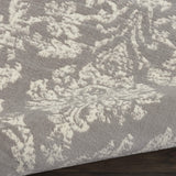 Nourison Jubilant Damask Grey 7' x 10' Area Rug, Easy Clean, Non Shedding, Bed Room, Living Room, Dining Room, Kitchen (7x10)