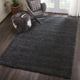 Nourison Malibu Shag Solid Dark Grey 6'7" x 9'6" Area-Rug, Easy-Cleaning, Non Shedding, Bed Room, Living Room, Dining Room, Kitchen (7x10)