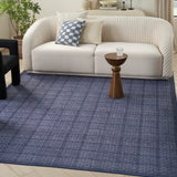 Nourison Washables 96x120 Indoor Polyester & Cotton Rug in Navy Blue