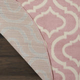 Nourison Jubilant Trellis Pink 8' x Round Area-Rug, Easy-Cleaning, Non Shedding, Bed Room, Living Room, Dining Room, Kitchen (8 Round)