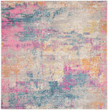 Nourison Passion Modern Ivory Multicolor 8' x Square Area -Rug, Easy -Cleaning, Non Shedding, Bed Room, Living Room, Dining Room, Kitchen (8 Square)