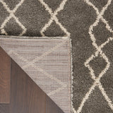Nourison Geometric Shag Moroccan Silver 5'3" x 7'3" Area -Rug, Easy -Cleaning, Non Shedding, Bed Room, Living Room, Dining Room, Kitchen (5x7)
