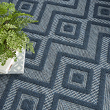 Nourison Versatile Indoor/Outdoor Navy Blue 7' x 10' Area Rug, Easy Cleaning, Non Shedding, Bed Room, Living Room, Dining Room, Deck, Backyard, Patio, High Traffic Area (7x10)