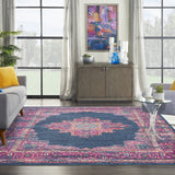 Nourison Passion Blue 8' x 10' Area Rug, Boho, Traditional, Easy Clean, Non Shedding, Bed Room, Living Room, Hallway (8x10)