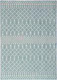 Nourison Positano Indoor/Outdoor Aqua 7' x 10' Area Rug, Easy Cleaning, Non Shedding, Bed Room, Living Room, Dining Room, Deck, Backyard, Patio (7x10)