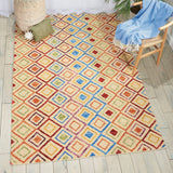 Nourison Vivid Tribal Ivory 4' x 6' Area Rug, Easy Clean, Non Shedding, Bed Room, Living Room, Dining Room, Kitchen (4x6)