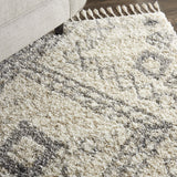 Nourison Scandinavian Shag Ivory/Grey 5'3" x 7'9" Area Rug, Easy Clean, Non Shedding, Bed Room, Living Room, Dining Room, Kitchen (5x8)