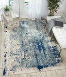 Nourison Maxell Contemporary Ivory/Blue 5'3" x 7'3" Area -Rug, Easy -Cleaning, Non Shedding, Bed Room, Living Room, Dining Room, Kitchen (5x7)