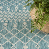 Nourison Positano Indoor/Outdoor Aqua 7' x 10' Area Rug, Easy Cleaning, Non Shedding, Bed Room, Living Room, Dining Room, Deck, Backyard, Patio (7x10)