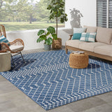 Nourison Positano Indoor/Outdoor Navy Blue 8' x 10' Area Rug, Easy Cleaning, Non Shedding, Bed Room, Living Room, Dining Room, Backyard, Deck, Patio (8x10)