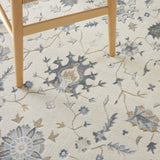 Nourison Sleek Textures Traditional Ivory 7'10" x 10'6" Area Rug, Easy Clean, Non Shedding, Bed Room, Living Room, Dining Room, Kitchen (8x11)