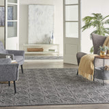 Nourison Palamos Indoor/Outdoor Dark Grey 8'10" x 11'10" Area Rug, Easy Cleaning, Non Shedding, Bed Room, Living Room, Dining Room, Backyard, Deck, Patio (9x12)