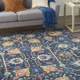 Nourison Passion Navy 6'7" x 9'6" Area Rug, Boho, Moroccan, Bed Room, Living Room, Dining Room, Kitchen, Easy Cleaning, Non Shedding, (7' x 10')