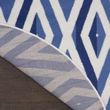 Nourison Whimsicle Diamond Ivory Blue 8' x Round Area Rug, Easy Cleaning, Non Shedding, Bed Room, Living Room, Dining Room, Kitchen (8 Round)