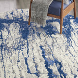 Nourison Twilight Beach Ivory Blue 8' x ROUND Area -Rug, Easy -Cleaning, Non Shedding, Bed Room, Living Room, Dining Room, Kitchen (8 Round)