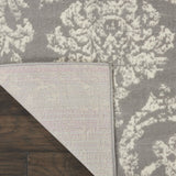 Nourison Jubilant Damask Grey 7' x 10' Area Rug, Easy Clean, Non Shedding, Bed Room, Living Room, Dining Room, Kitchen (7x10)