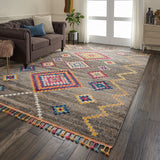 Nourison Moroccan Casbah Bohemian Grey 7'10" x 10'6" Area -Rug, Easy -Cleaning, Non Shedding, Bed Room, Living Room, Dining Room, Kitchen (8x11)